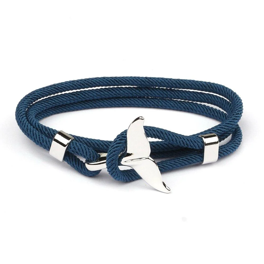 Practical Pulsera de plata con cuerda de cola de ballena Effective