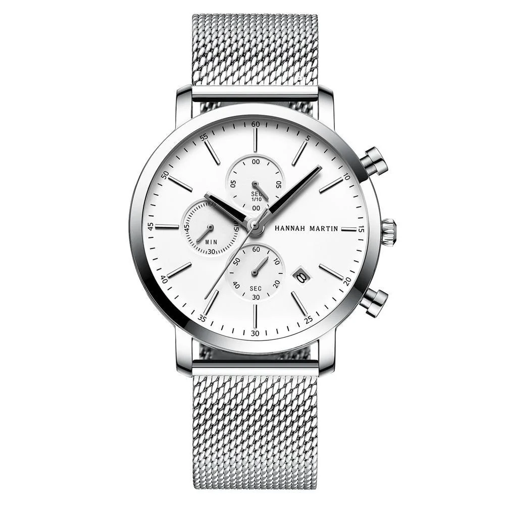 Effective Amalfi Reloj cronógrafo minimalista plateado Smart