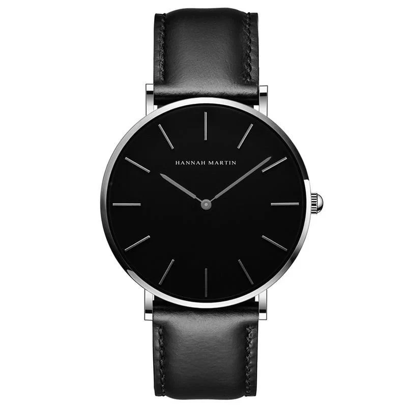 Reliable Albert Nero Reloj clásico de caballero con correa de piel Smooth