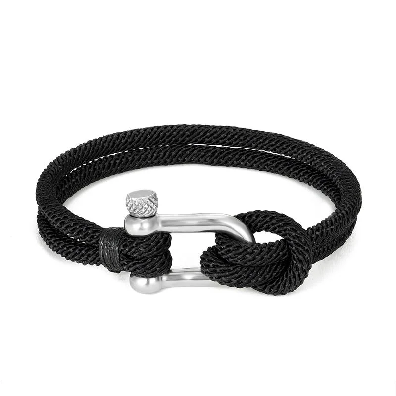 Secure Gordi Pulsera de cuerda maciza con grillete en forma de U de plata Unique