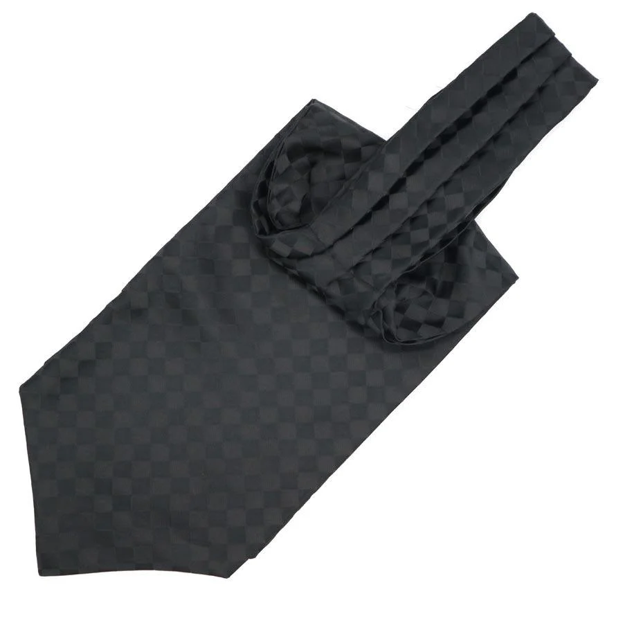 Modern Corbata Ascot Jacquard a Cuadros Negra Refined