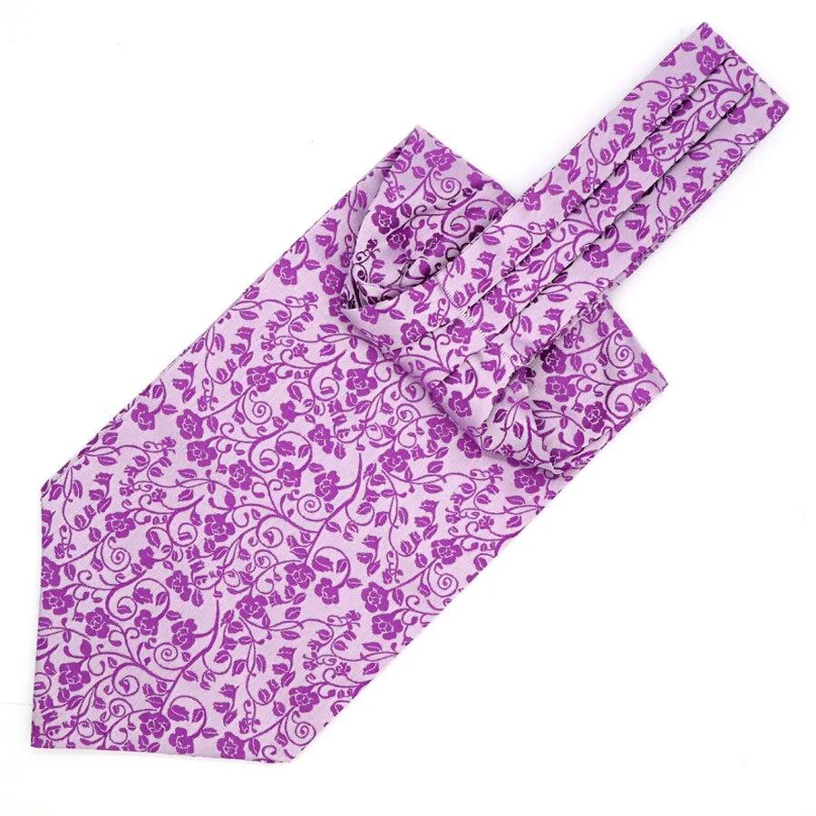 Authentic Corbata Ascot Floral Jacquard Solid Minimalist