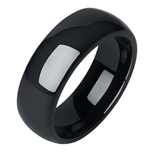 First-Class Anillo de cerámica pulida lisa negra High-End