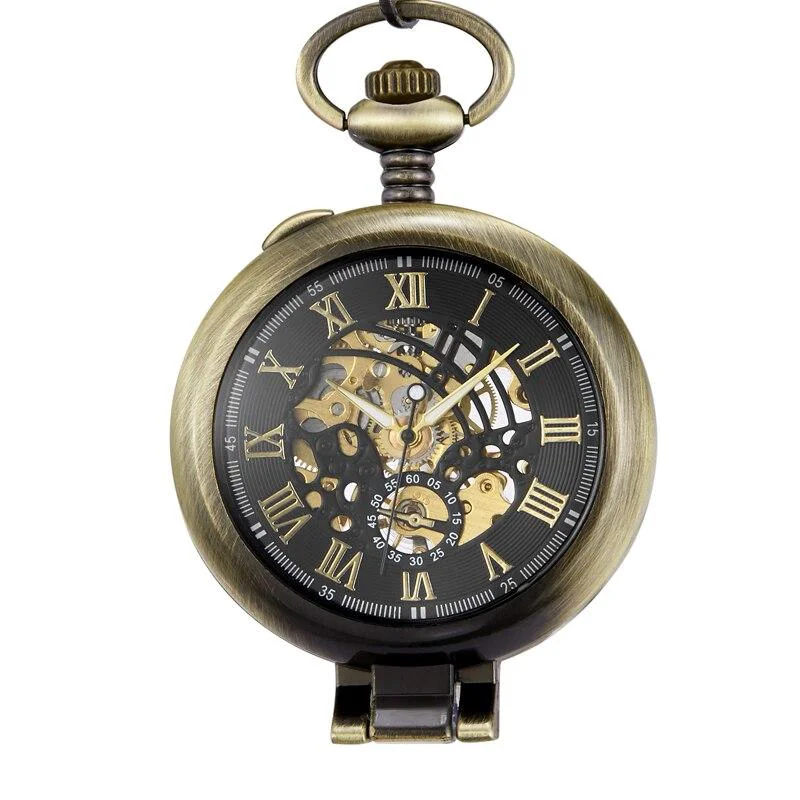 Premium Material Olaf Reloj de bolsillo mecánico esqueleto Orkina Bronce Stylish