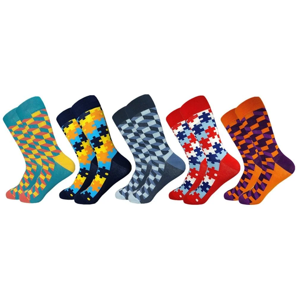 Clean Juego de calcetines casuales Puzzle Mix de alto algodón Pure