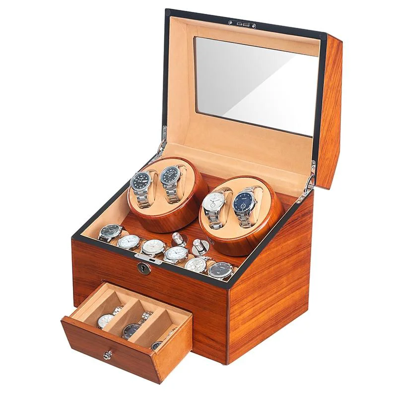 Quality Edison Caja de madera Fraxinus automática para relojes con 5 modos de funcionamiento Outstanding