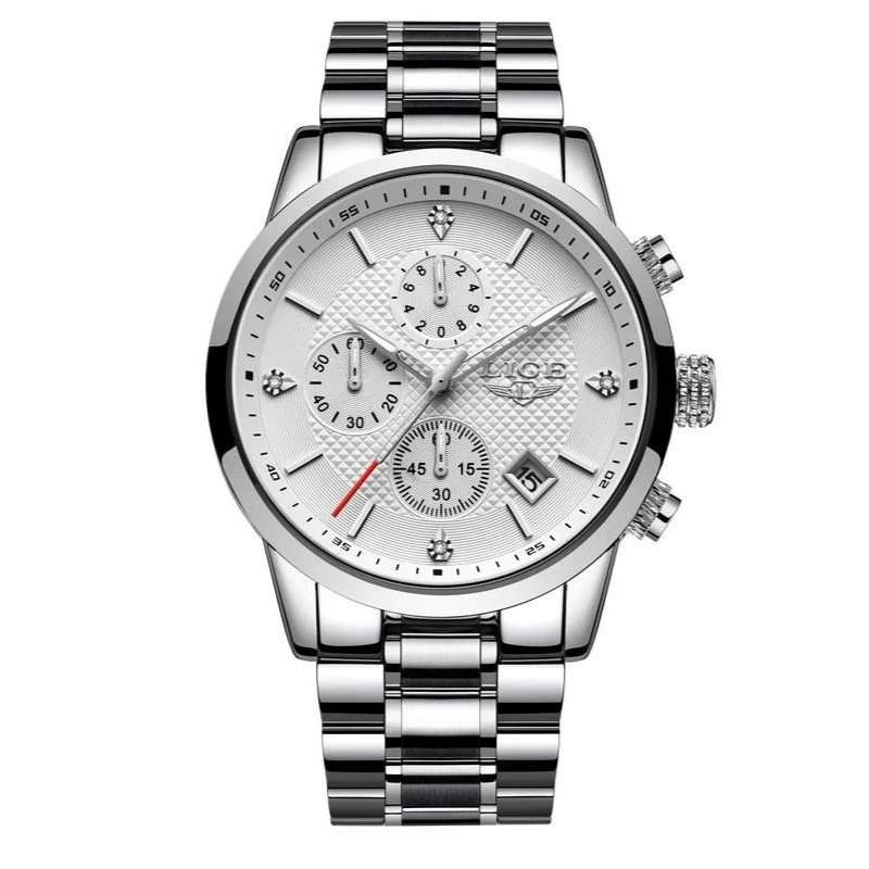 Secure Darren Reloj cronógrafo de acero inoxidable Relaxed