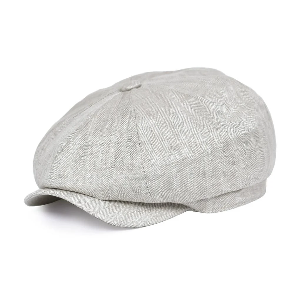 World-Class Herringbone Lino Newsboy Gorra Versatile