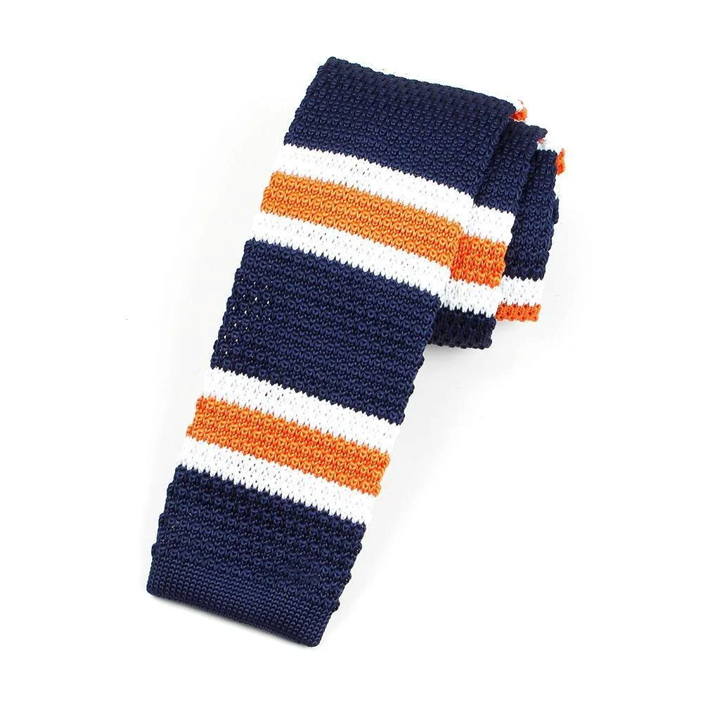Unique Corbata plana de punto a rayas Safe