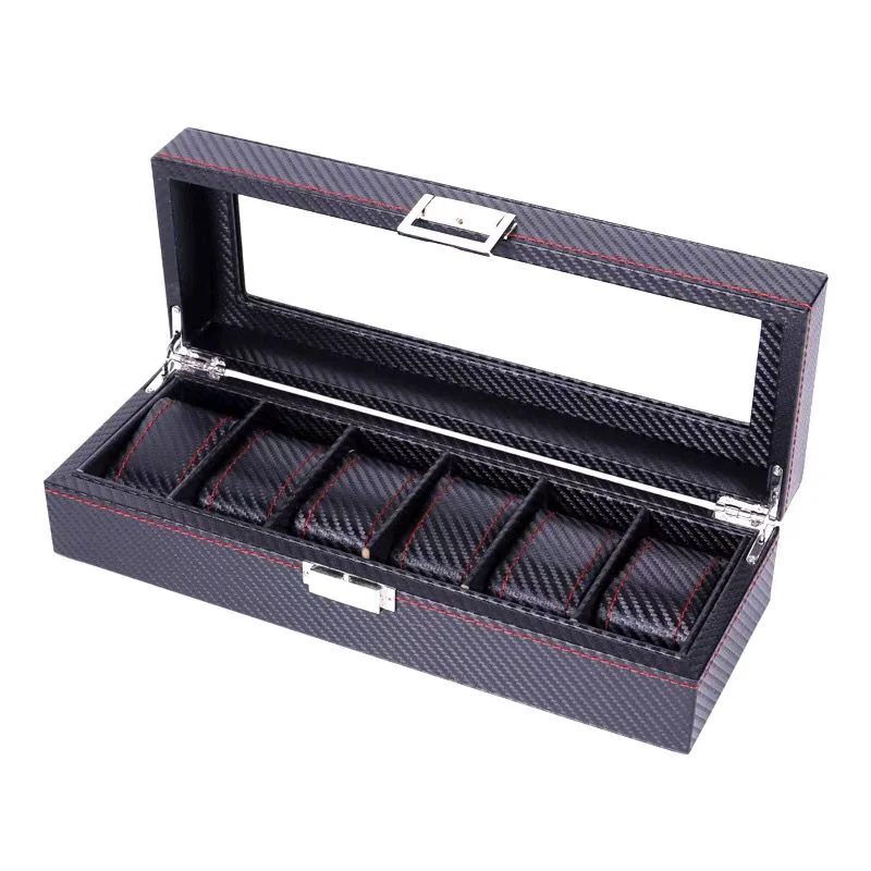 Stylish Dante Organizador Caja de Relojes Estilo Fibra de Carbono 6-12 Ranuras Traditional