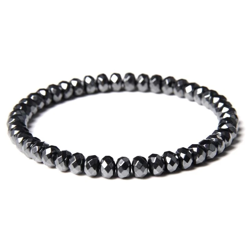 Top-Quality Stilo Pulsera geométrica de cuentas de hematites Refined