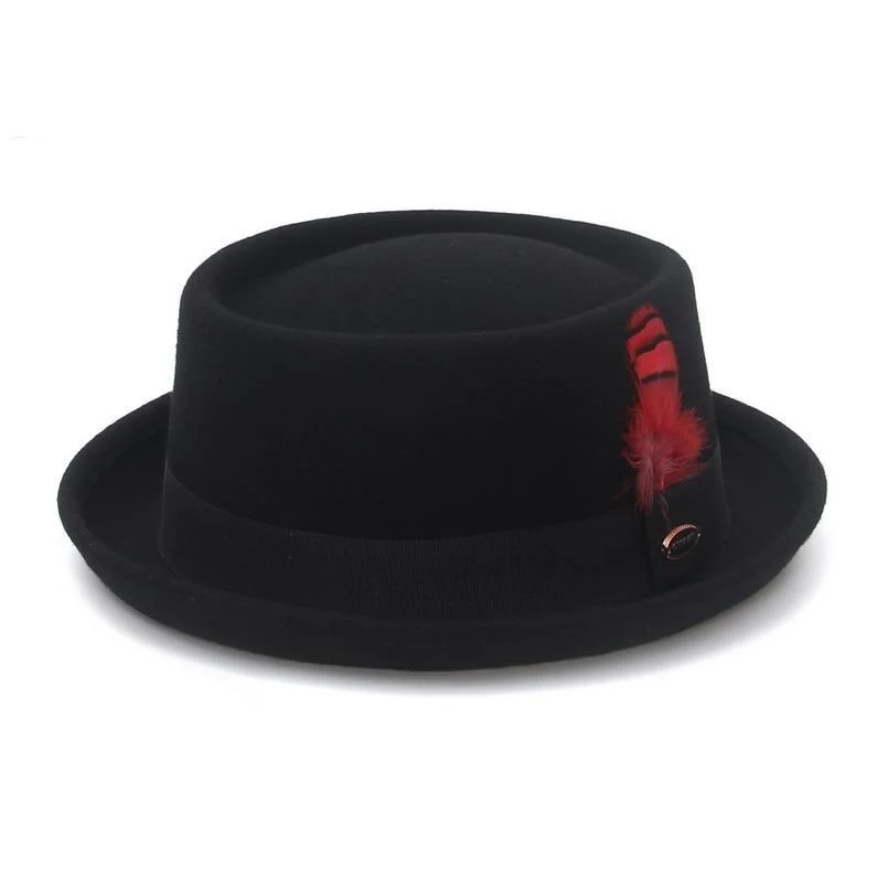 Crafted Wool Felt Pork Pie Hat With Feather Exceptional