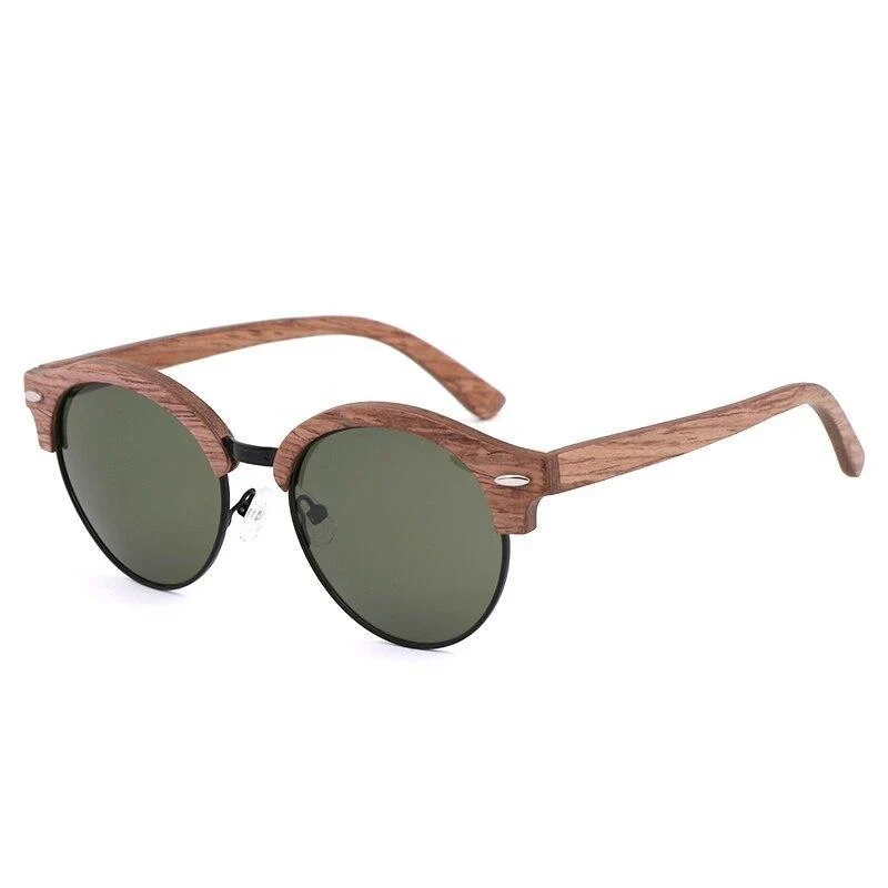 Efficient Matteo Round Wooden Polarized Sunglasses Authentic