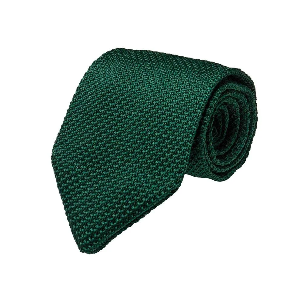Green Solid Knitted Tie Excellent