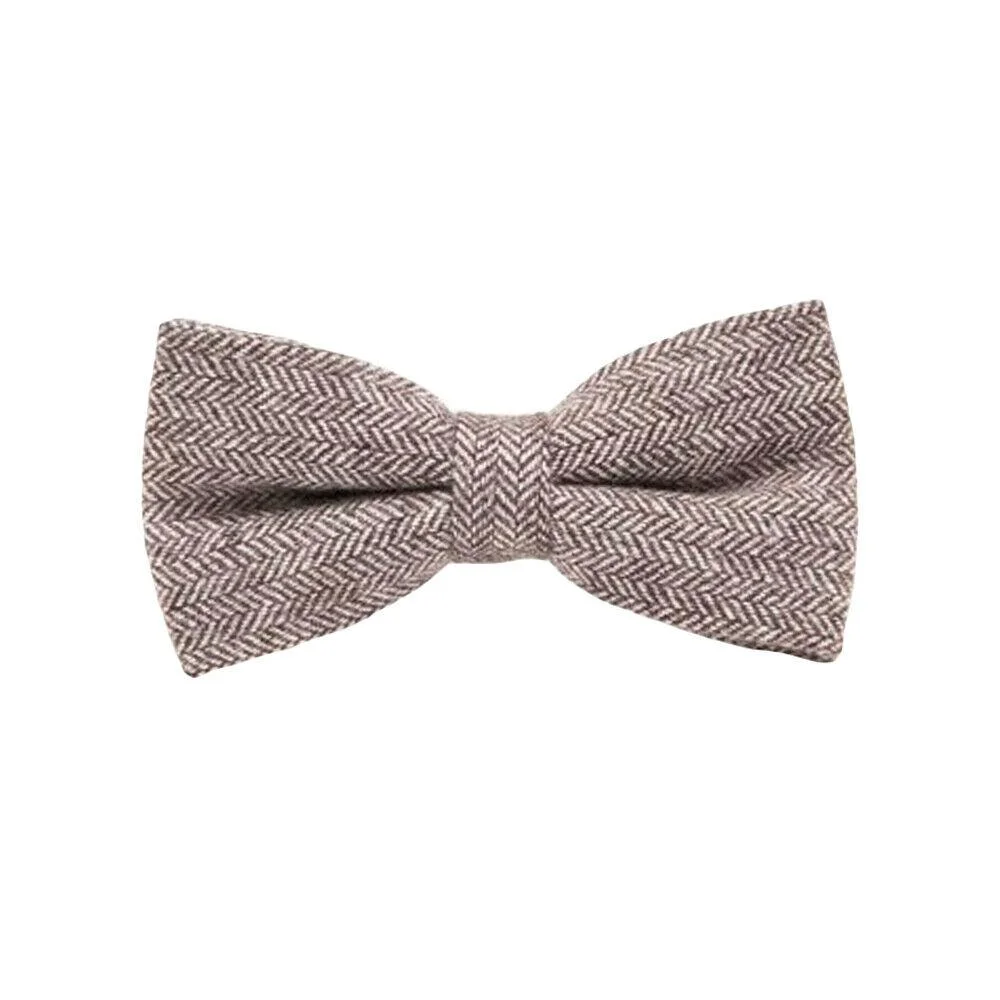 Authentic Herringbone Wool Bow Tie Pre-tied Optimized