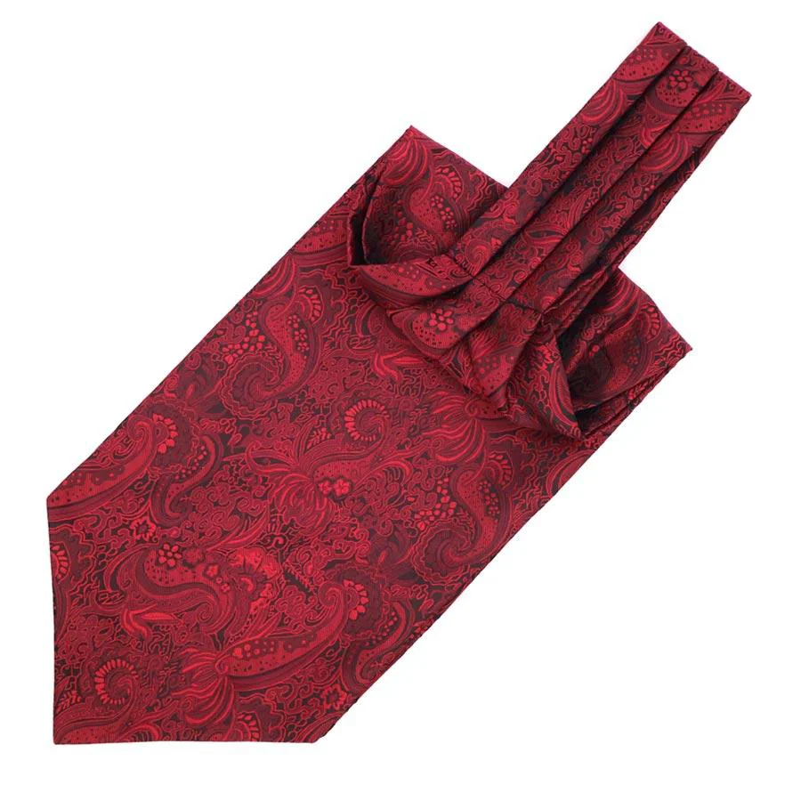 Stylish Paisley Jacquard Solid Ascot Tie Modern