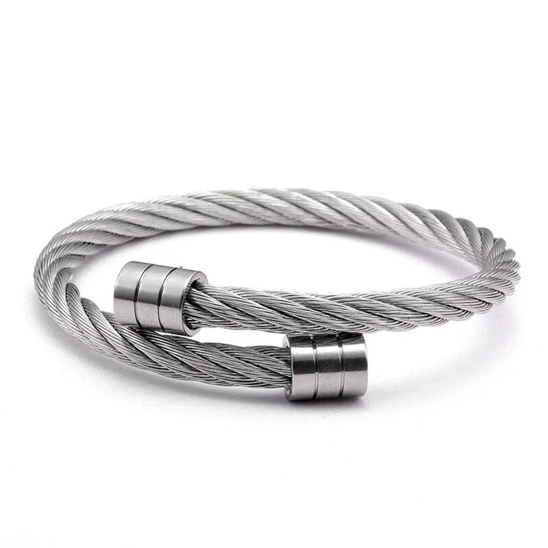 Elegant Mats Metal Rope Minimal Cuff Bracelet Fine Crafted