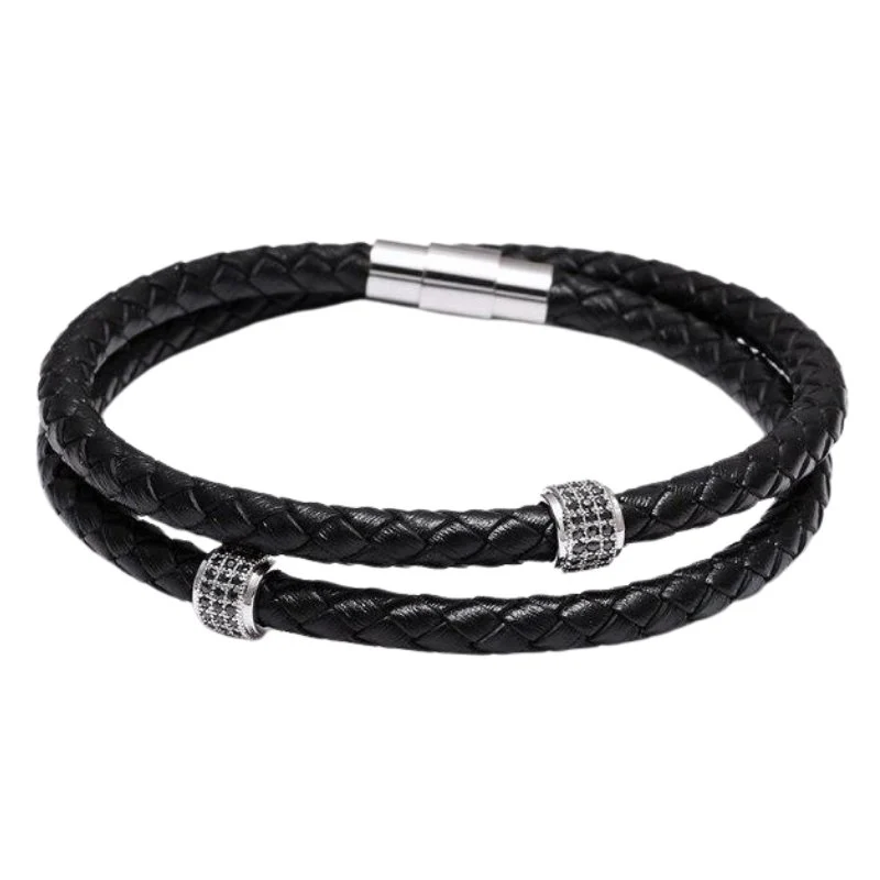 Genuine Giulio Braided Leather Bracelet With Magnetic Clasp Refined