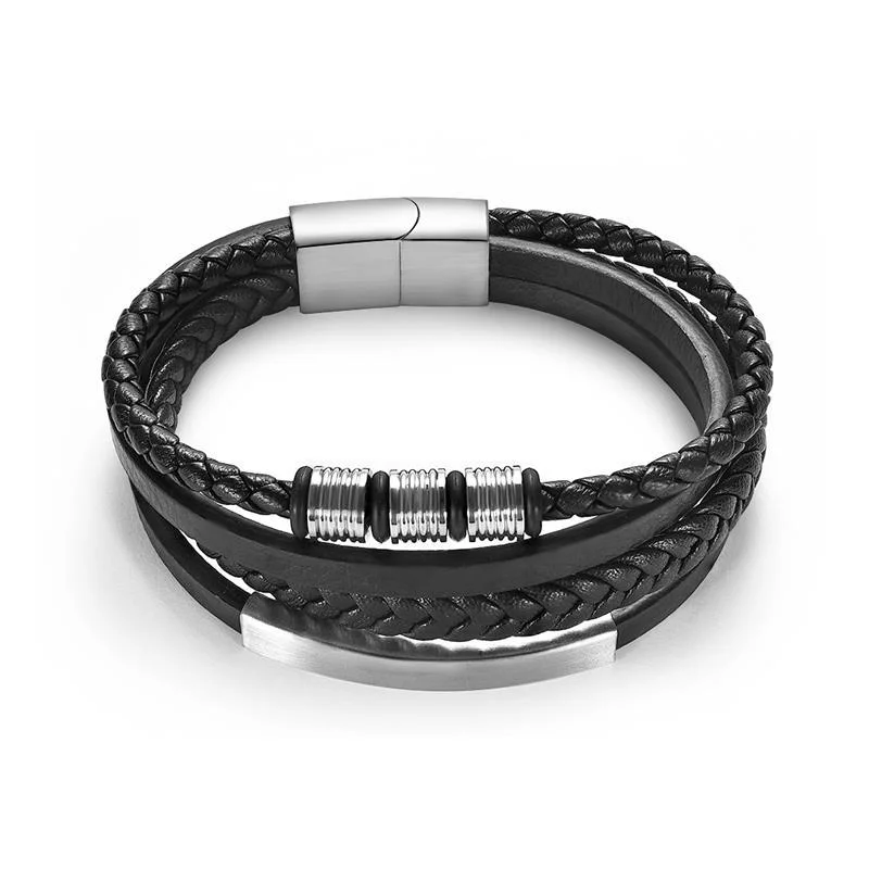 Classic Roger Woven Multilayered Leather Bracelet Sustainable