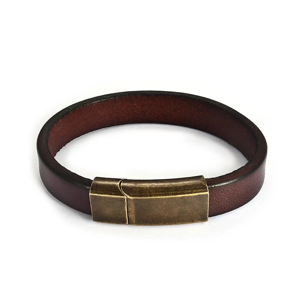 Trusted Arjen Minimalist Cowhide Leather Bracelet With Bronze Clasp Durable