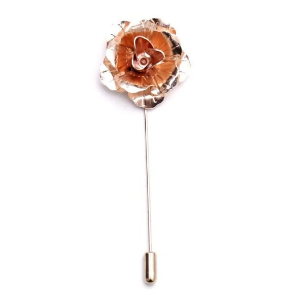 Flexible Metal Rose Flower Lapel Pin Refined