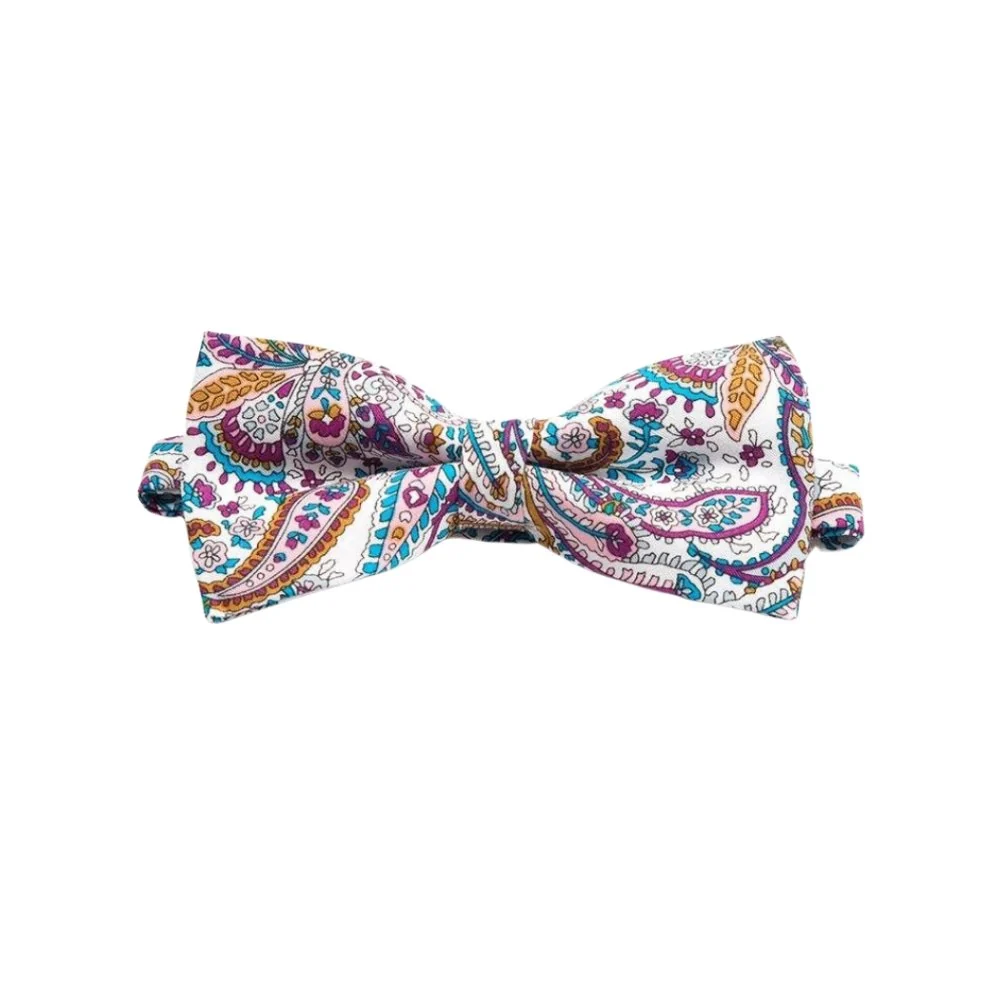 Artisan Paisley Cotton Bow Tie Pre-Tied Flexible