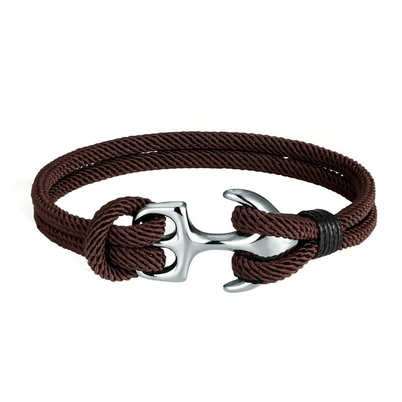 Premium Material Gordi Silver Anchor Solid Rope Bracelet Recyclable