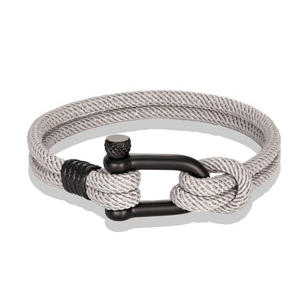 Contemporary Gordi Dark U-Shape Shackle Solid Rope Bracelet Optimized