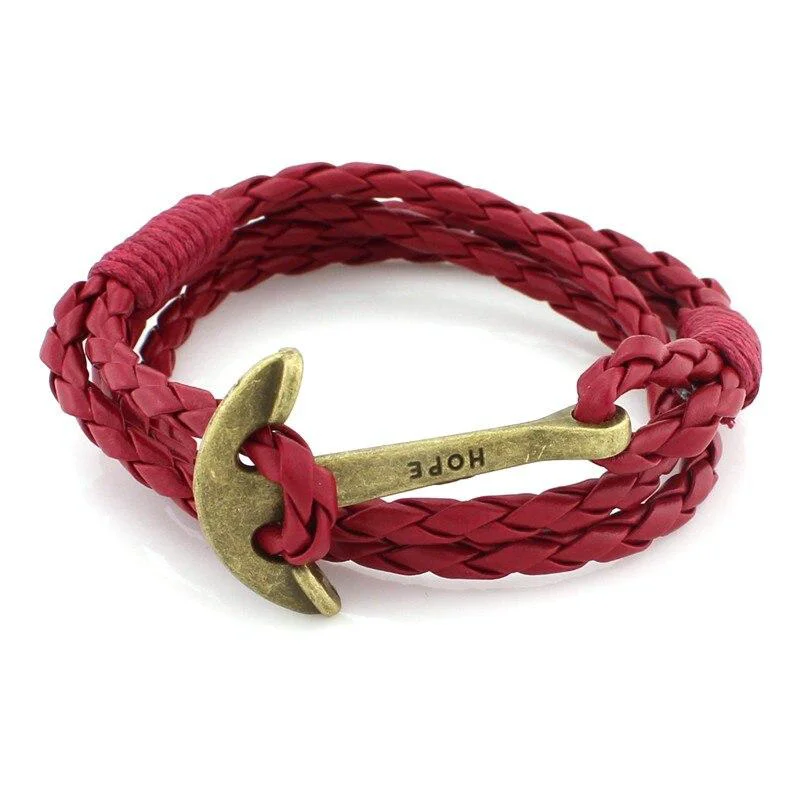 Crafted Hope Bronze Anchor Leather Bracelet Dependable