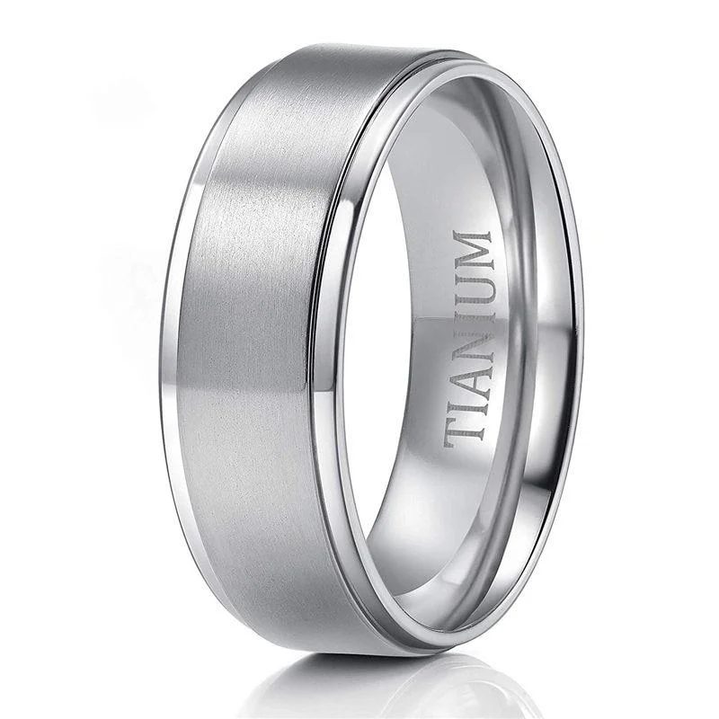 Authentic Brushed Silver-Tone Titanium Ring Eco-Friendly
