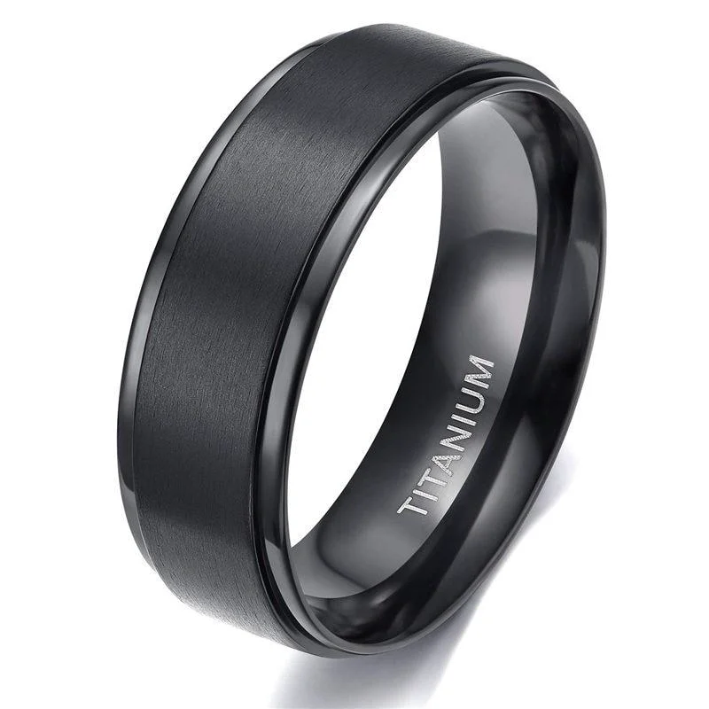 Fast Brushed Black Titanium Ring Traditional