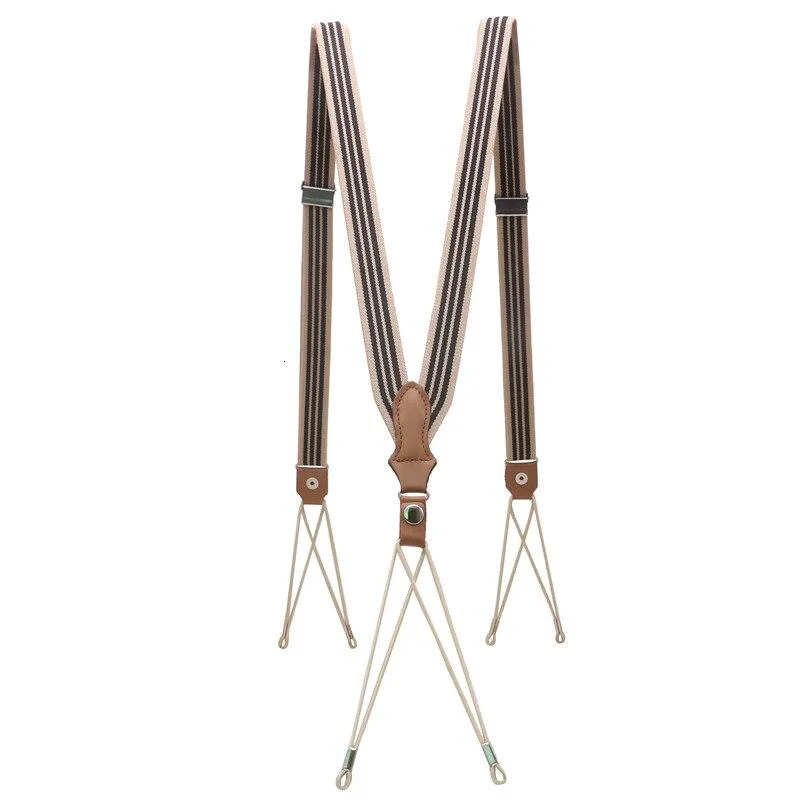 Lightweight Vintage Cowhide Leather Button String Suspenders Prestigious