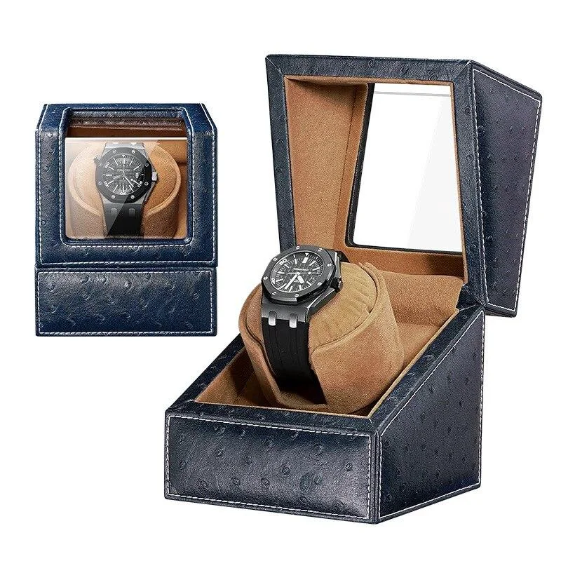 Original Design Fabrizio Ostrich Skin Box Mechanical Watch Winder Eco-Friendly