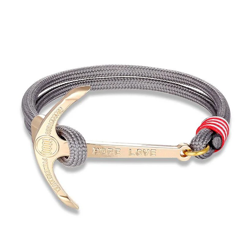 Top-Quality Anchor of Hope Gold-Tone Nautical Bracelet Flexible