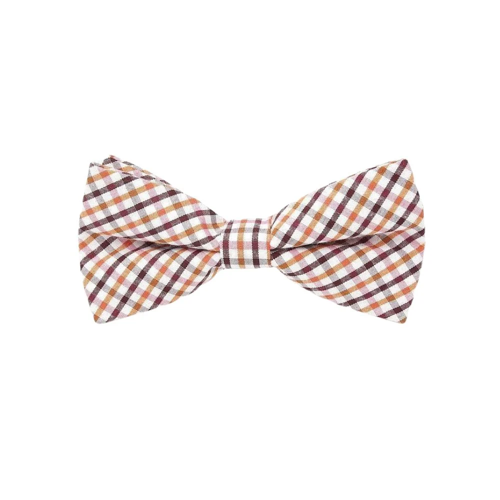 Top-Quality Checkered Cotton Bow Tie Pre-Tied Outstanding