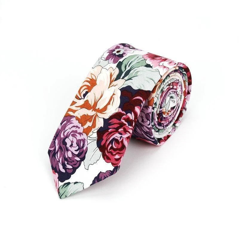 Excellent Flowered Soft Cotton Tie Sustainable