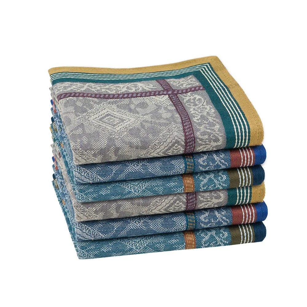 Outstanding 6 Pieces Jacquard Cotton Handkerchief Set Relaxed