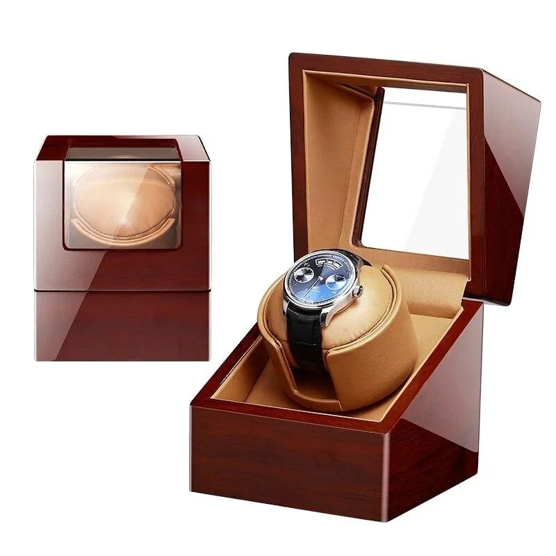 Sophisticated Fabrizio Oak Wood Mechanical Box Watch Winder Crafted