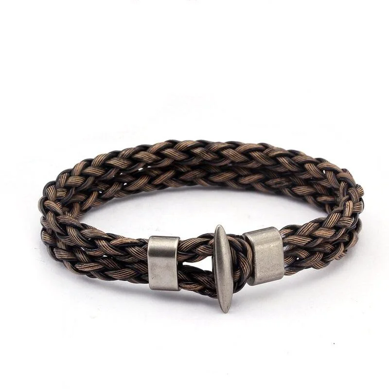 High-End Clemans Braided Leather Bracelet Contemporary
