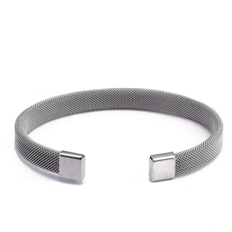 Enhanced Claudio Minimalist Mesh Cuff Bracelet Natural
