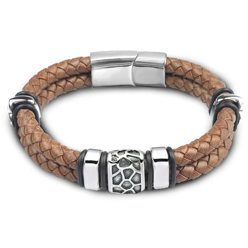High-End Rickard Nordic Braided Leather Bracelet Natural
