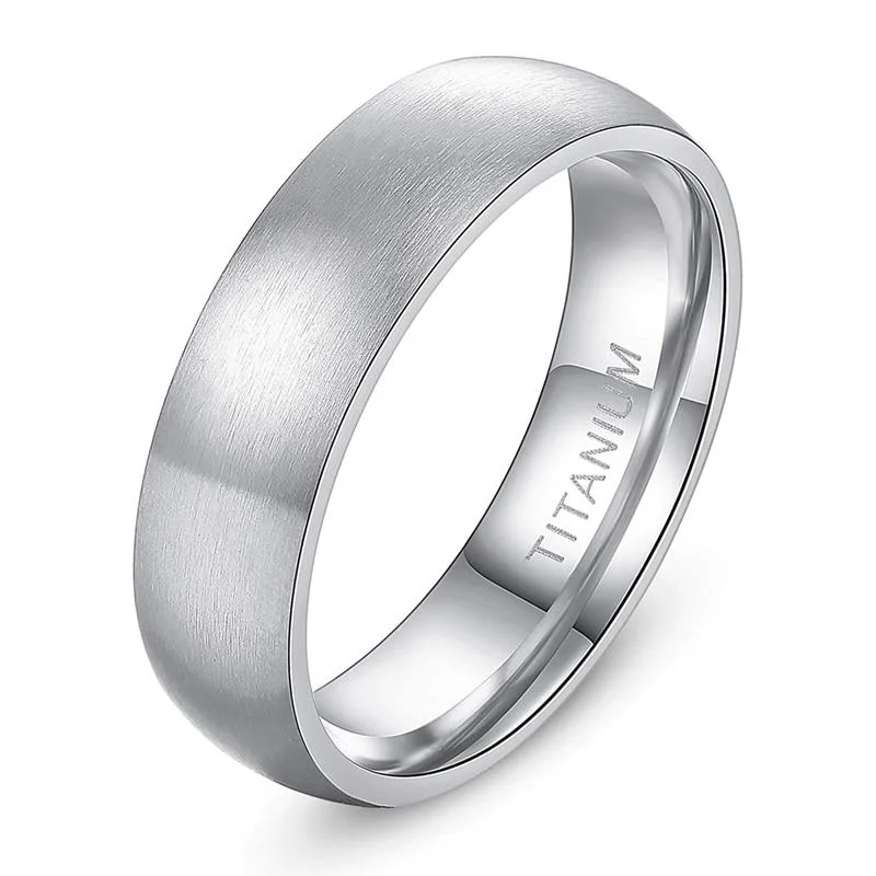 Certified Anillo minimalista de titanio plateado cepillado Trusted