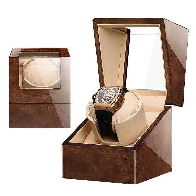 Flexible Fabrizio Caja de madera de alcanfor Reloj mecánico Winder Crafted