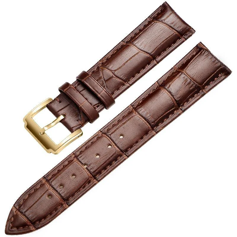 High-End Horace Correa de reloj clásica de piel de becerro marrón maciza Reliable
