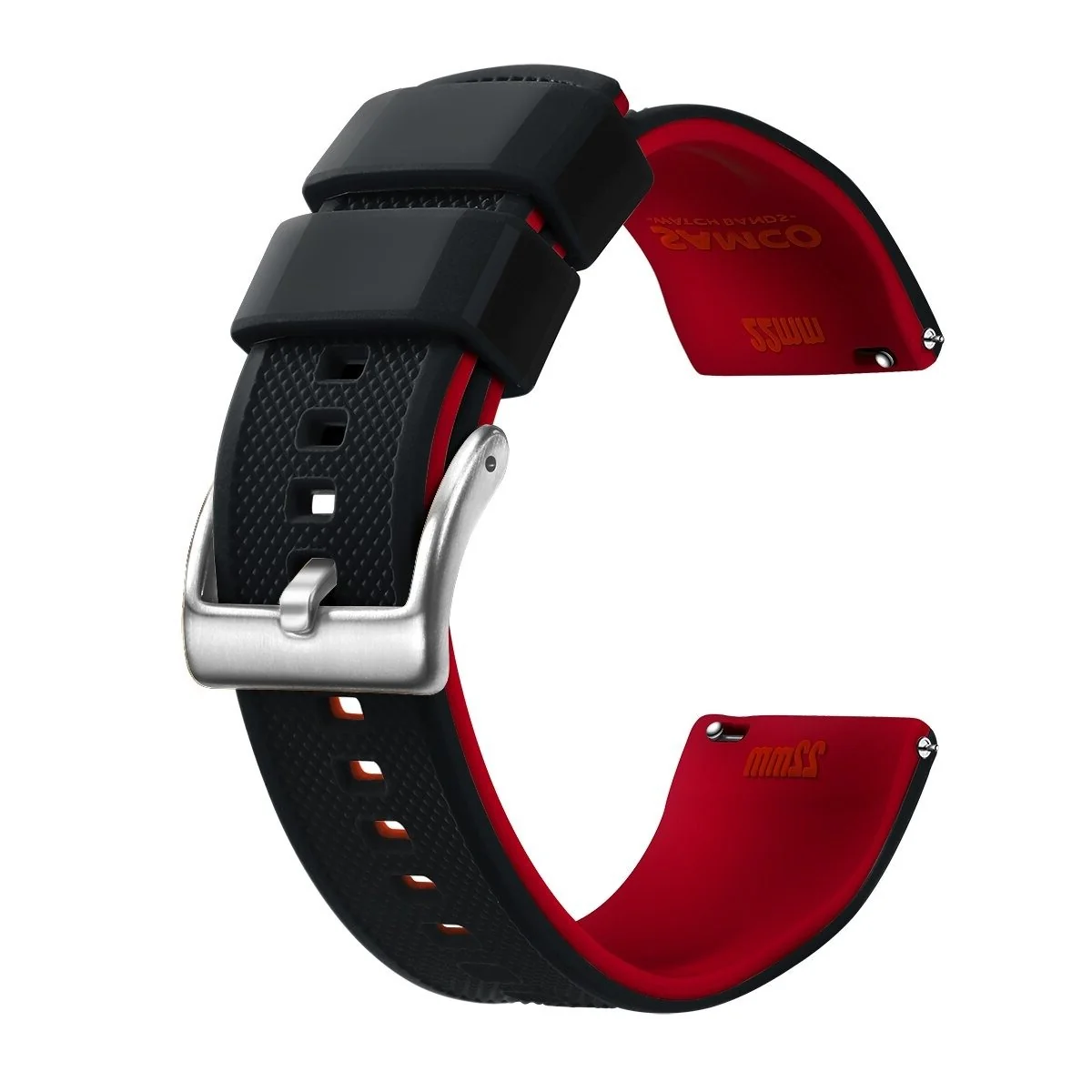 Powerful Rafael Correa de silicona para reloj Tropic con hebilla hebijón plateada World-Class