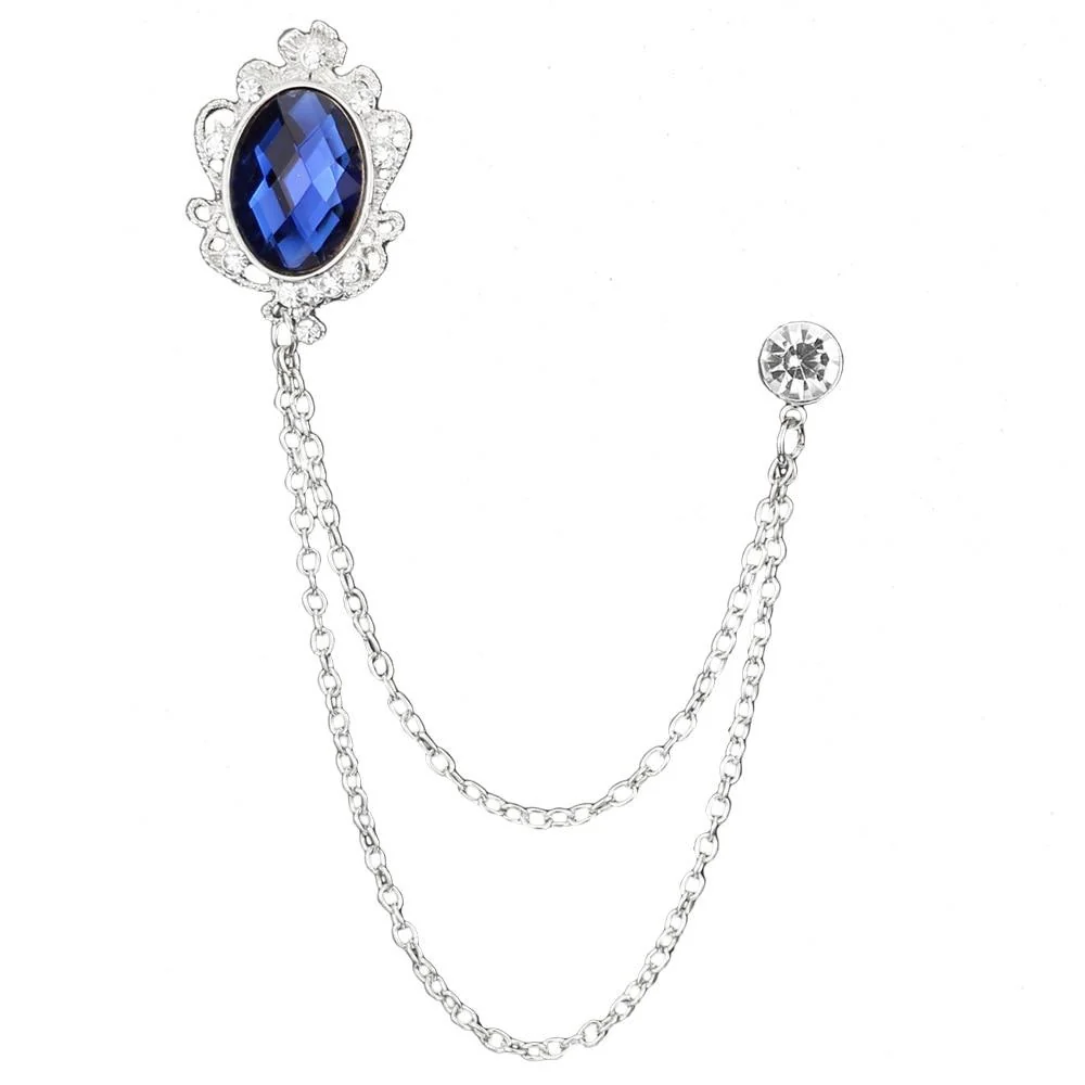 Enhanced Broche de borla de cristal plateado Elite