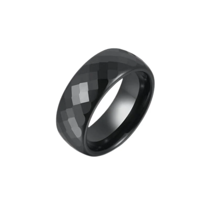 Sophisticated Nielsen Anillo de cerámica negra de corte cepillado Expertly Made