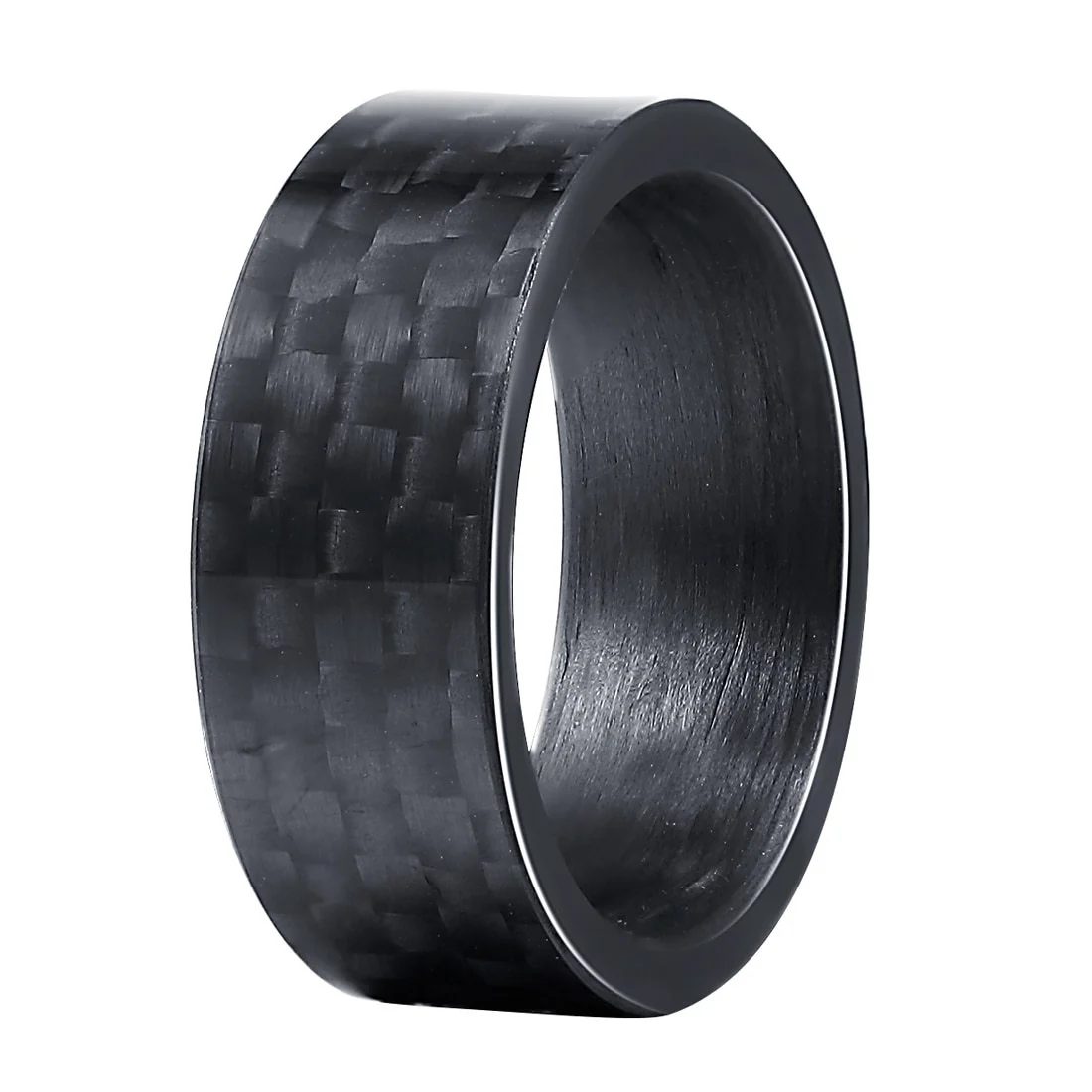 Crafted Anillo negro macizo de fibra de carbono Secure
