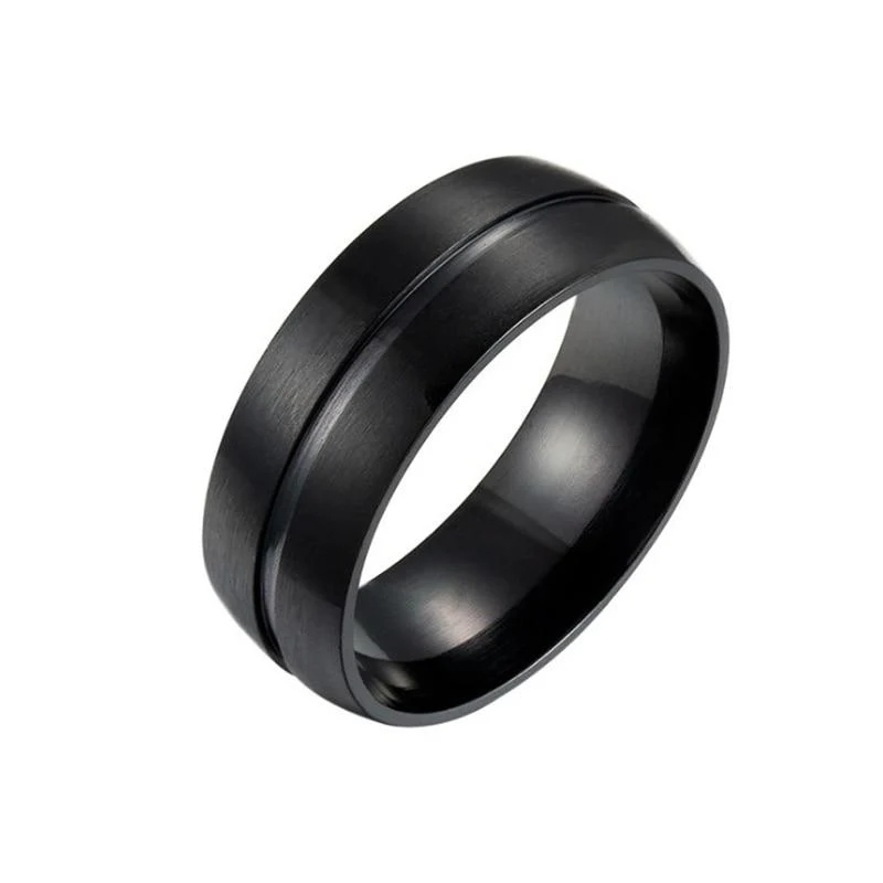 Professional Anillo de acero inoxidable negro mate Exceptional