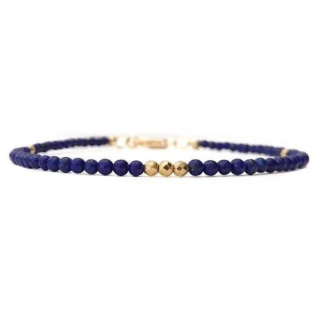 Advanced Pulsera Boho de Lapislázuli Dorado World-Class